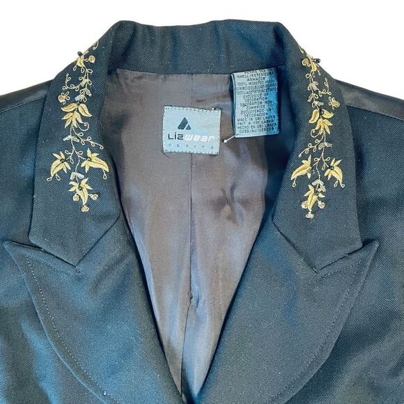 Vintage 90s Liz wear Petite Black and gold embroidered beaded vest - Picture 5 of 11